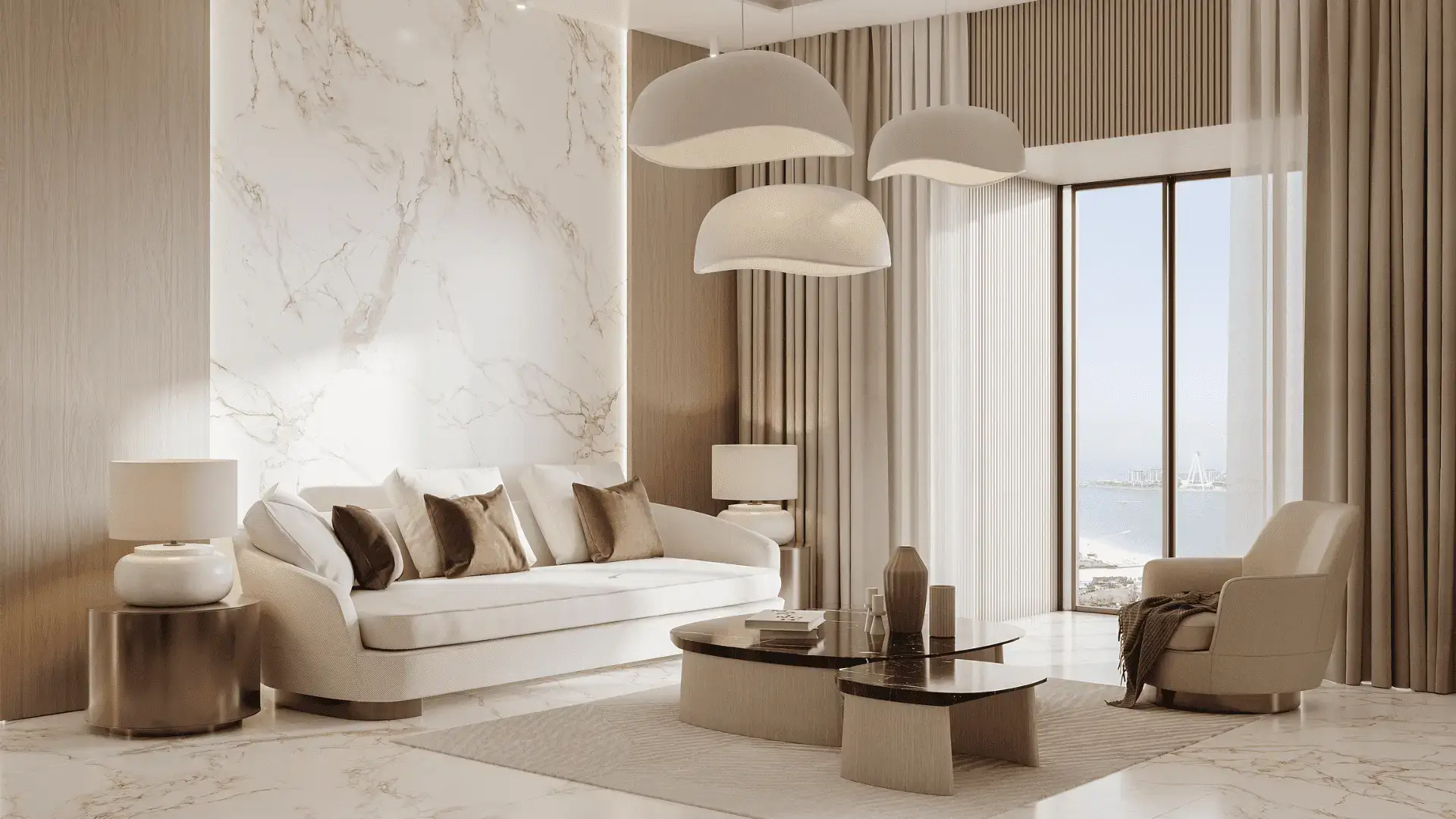 Intérieur de salon lumineux avec décor élégant