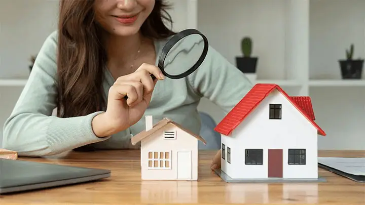 Agent immobilier inspectant maquettes